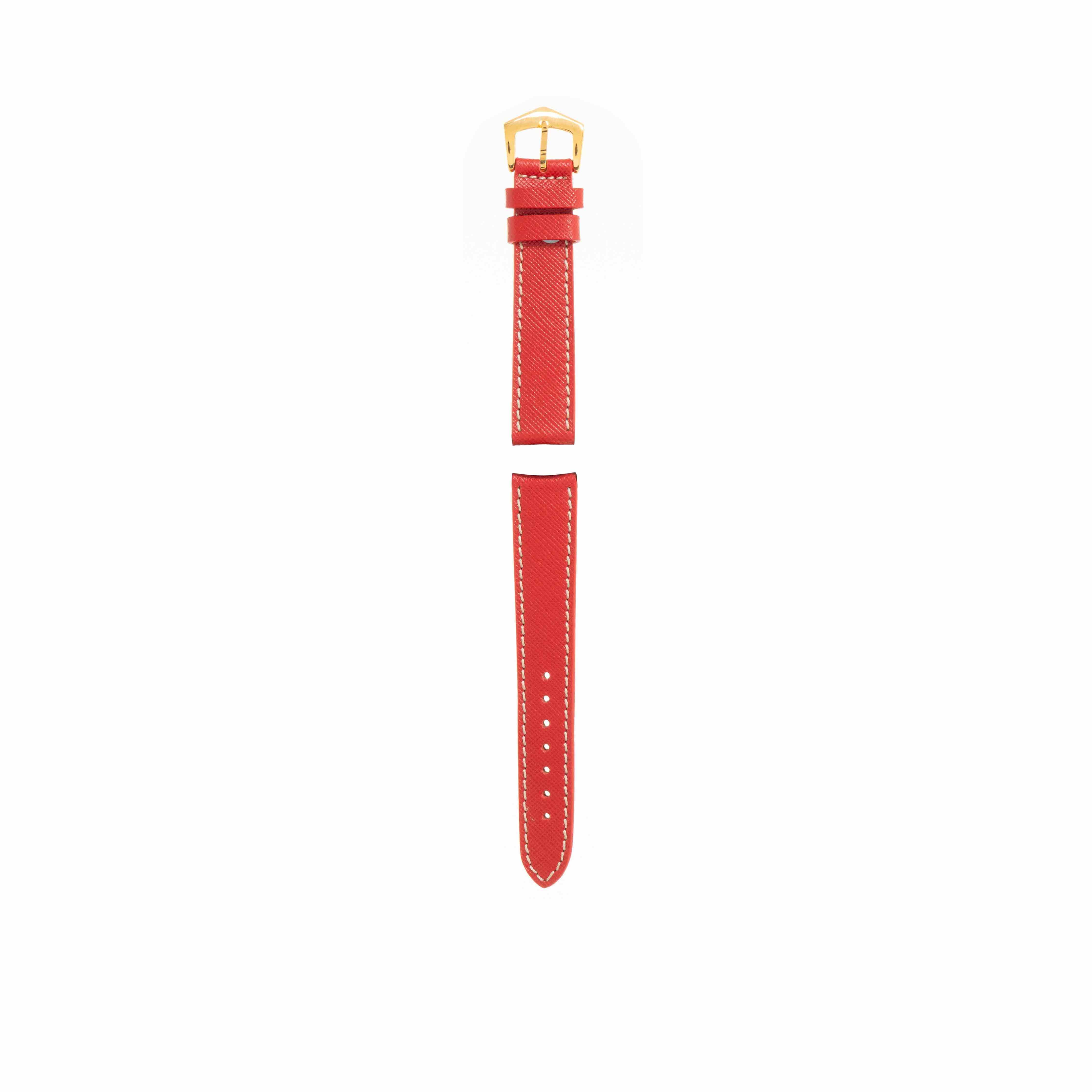 Bracelet montre Veau Martelé Rouge Coutures Ecrues