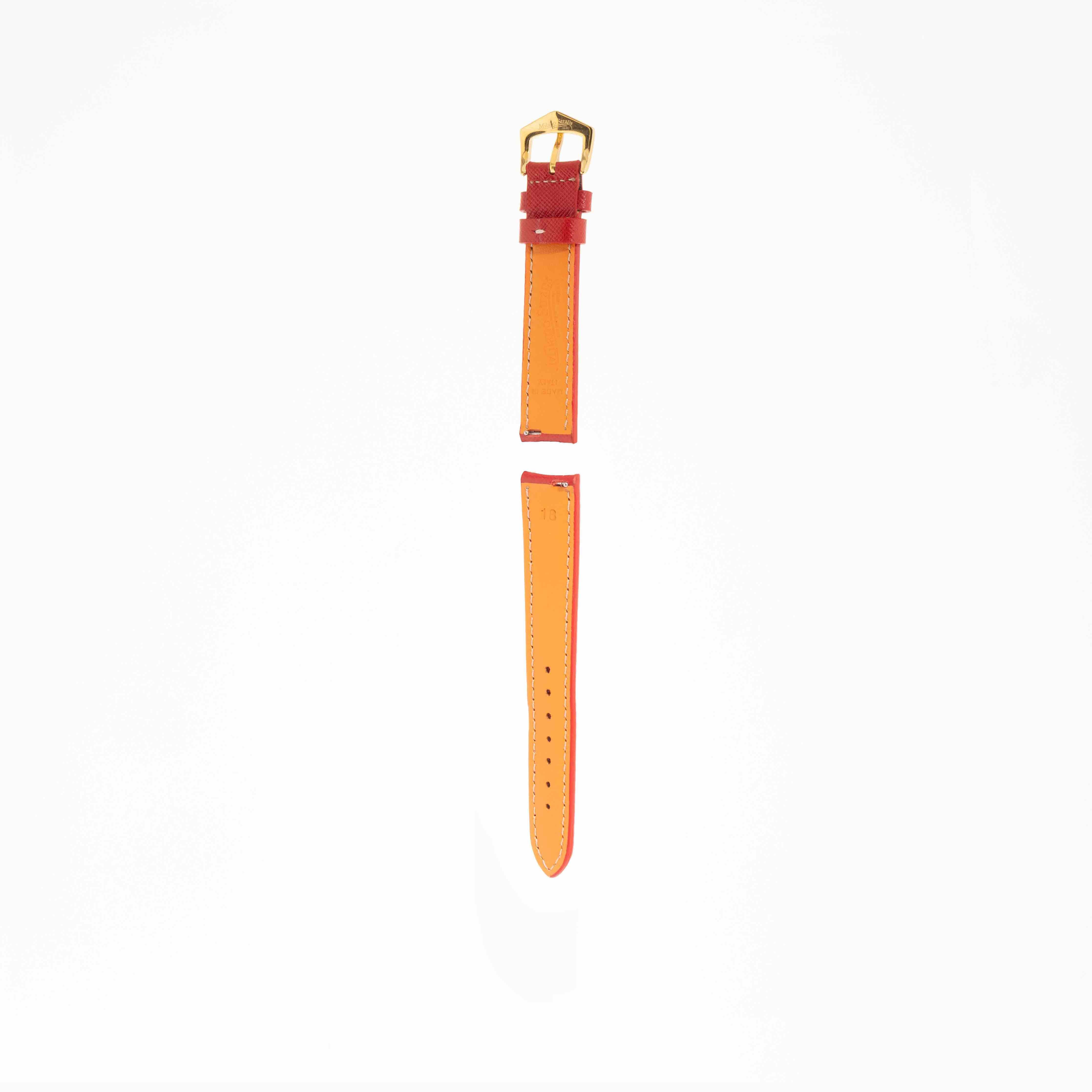 Bracelet montre Veau Martelé Rouge Coutures Ecrues