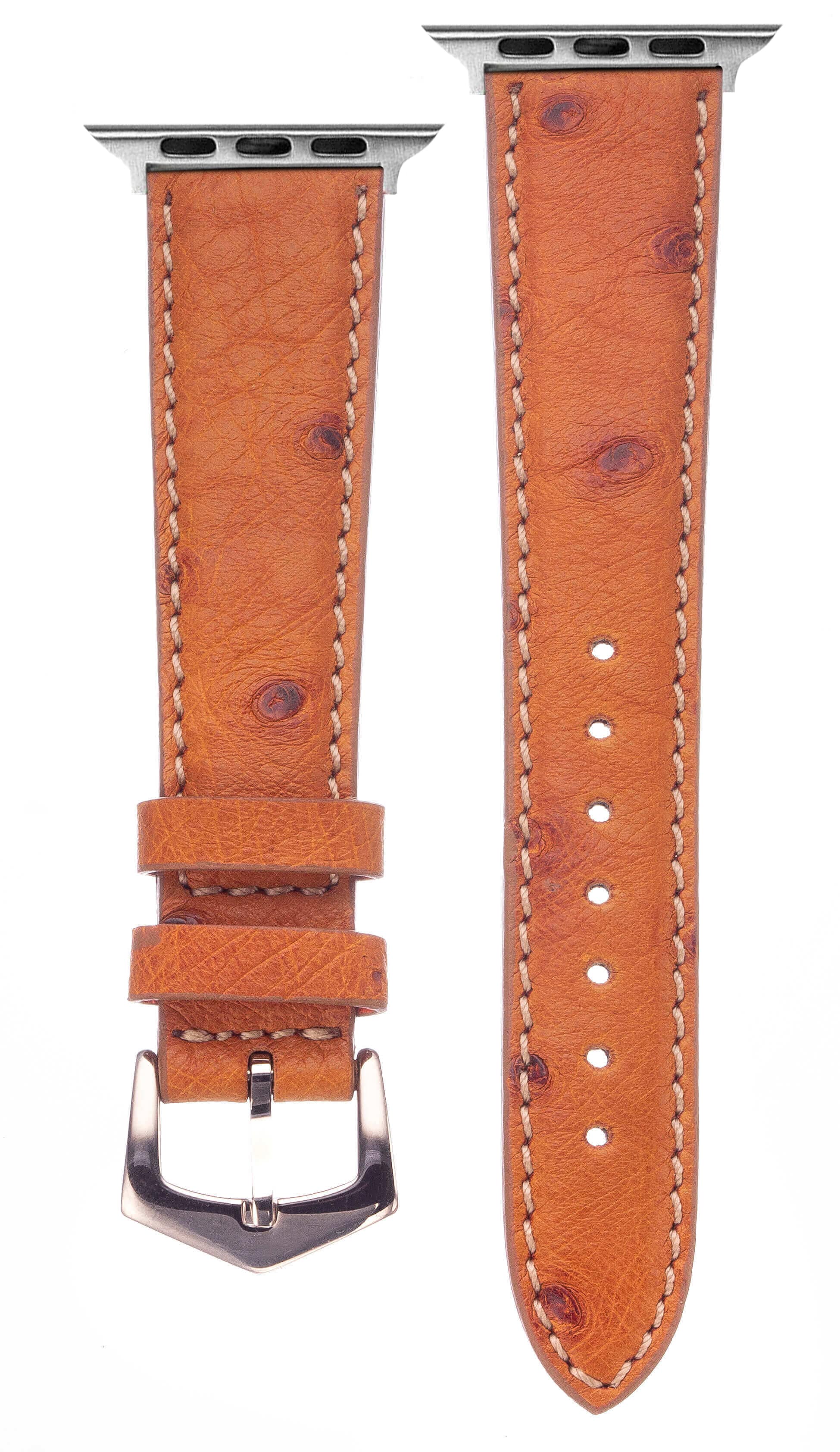 Apple Watch Leather Band ™ Cognac Ostrich Leather Straps - Apple Watch Ostrich Bands- Milano Straps