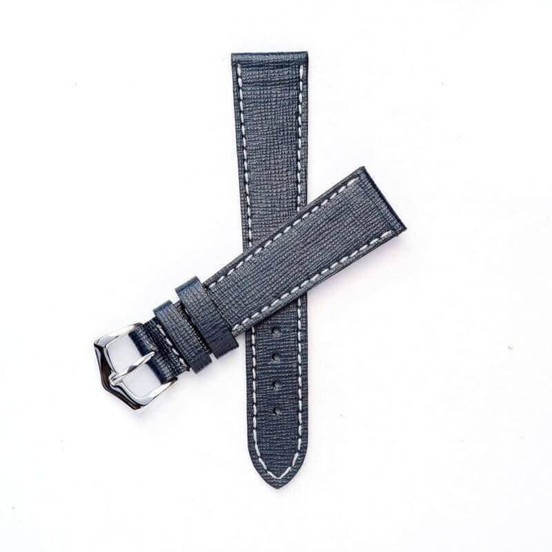 Black Saffiano Leather Watch Strap - Leather strap- Milano Straps