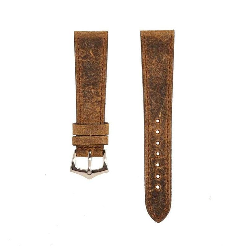 Brown Leather Vintage Brown Stitches Watch Strap - Milano Straps