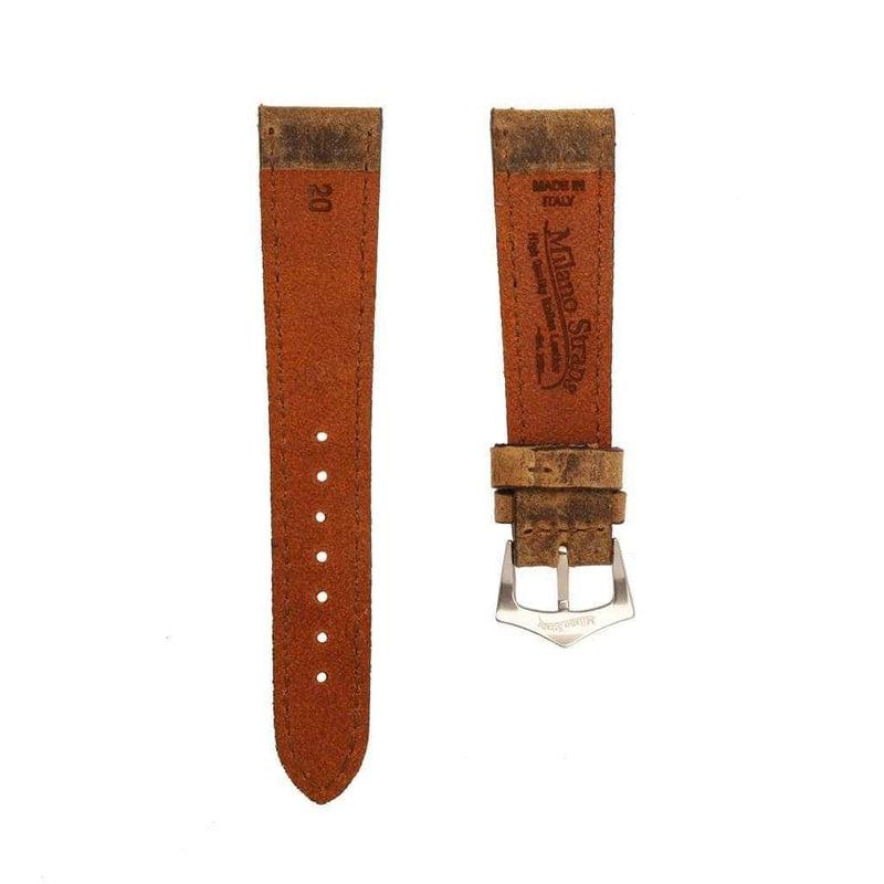 Brown Leather Vintage Brown Stitches Watch Strap - Milano Straps