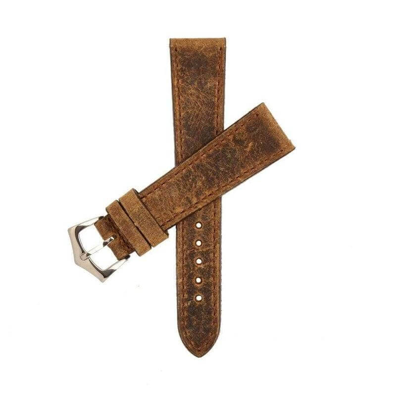 Brown Leather Vintage Brown Stitches Watch Strap - Leather strap- Milano Straps