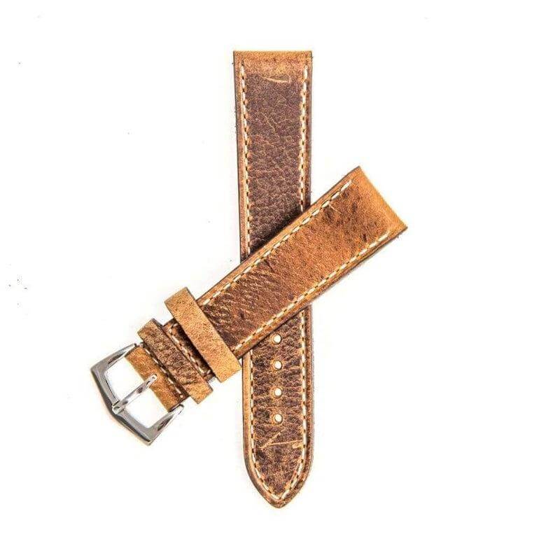 Brown Leather Vintage Watch Strap - Leather strap- Milano Straps