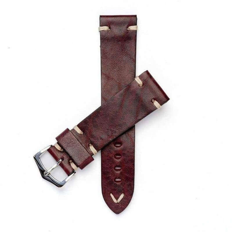 Burgundy Leather Watch Strap - Leather strap- Milano Straps