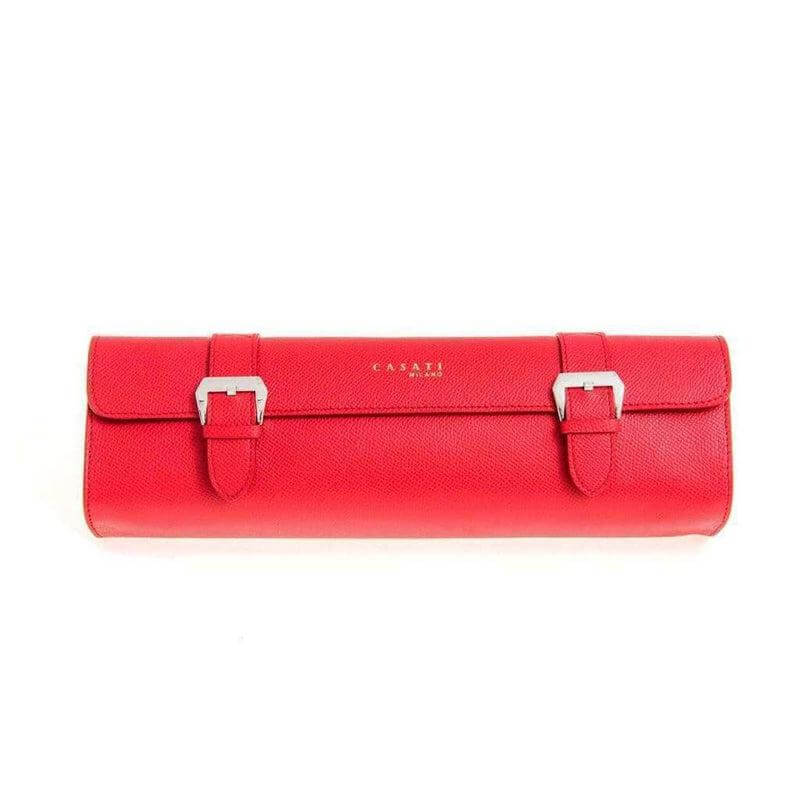 Casati Milano Travel Case Rectangular Epsom Leather Red - Travel Case- Milano Straps