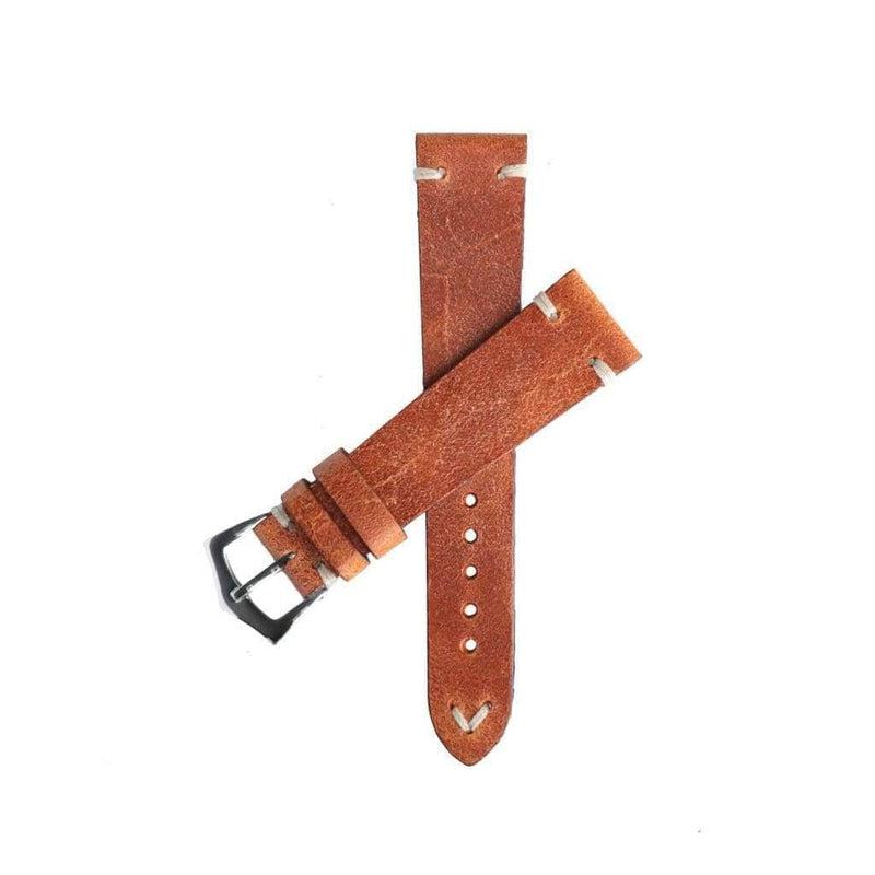 Cognac Vintage Leather Watch Strap - Milano Straps