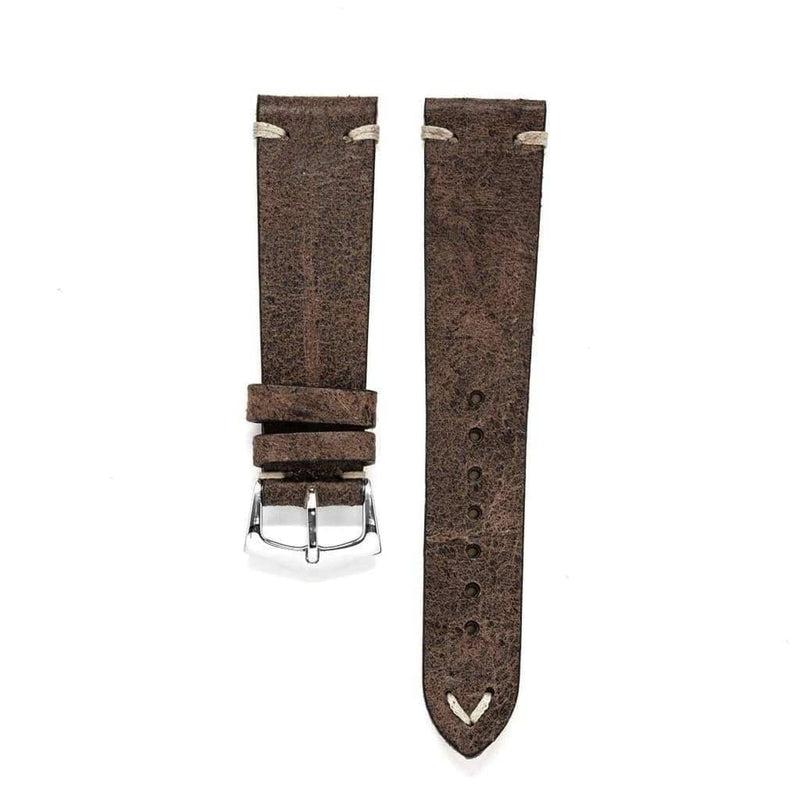 Dark Brown Vintage Leather Watch Strap - Brown - Milano Straps