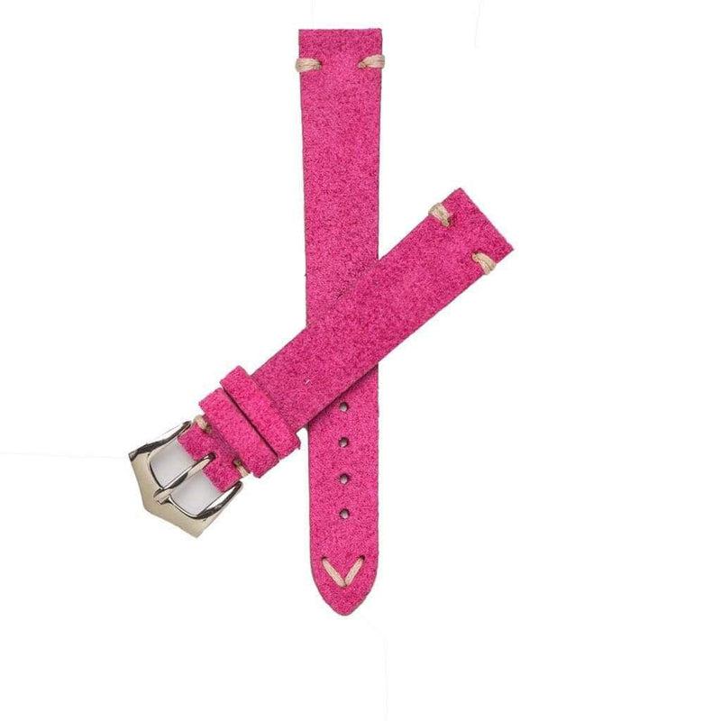 Fuchsia Suede Vintage Leather Watch Strap - Suede strap- Milano Straps