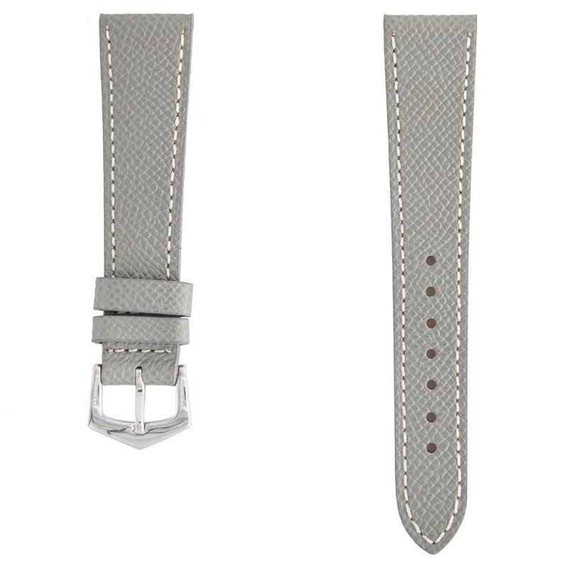 Grey Hammered Calfskin Ecru Stitches Watch strap - Milano Straps