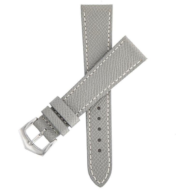 Grey Hammered Calfskin Ecru Stitches Watch strap - Milano Straps