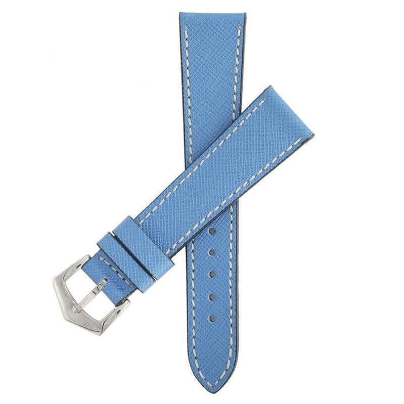 Light Blue Saffiano Leather Watch Strap - Leather strap- Milano Straps