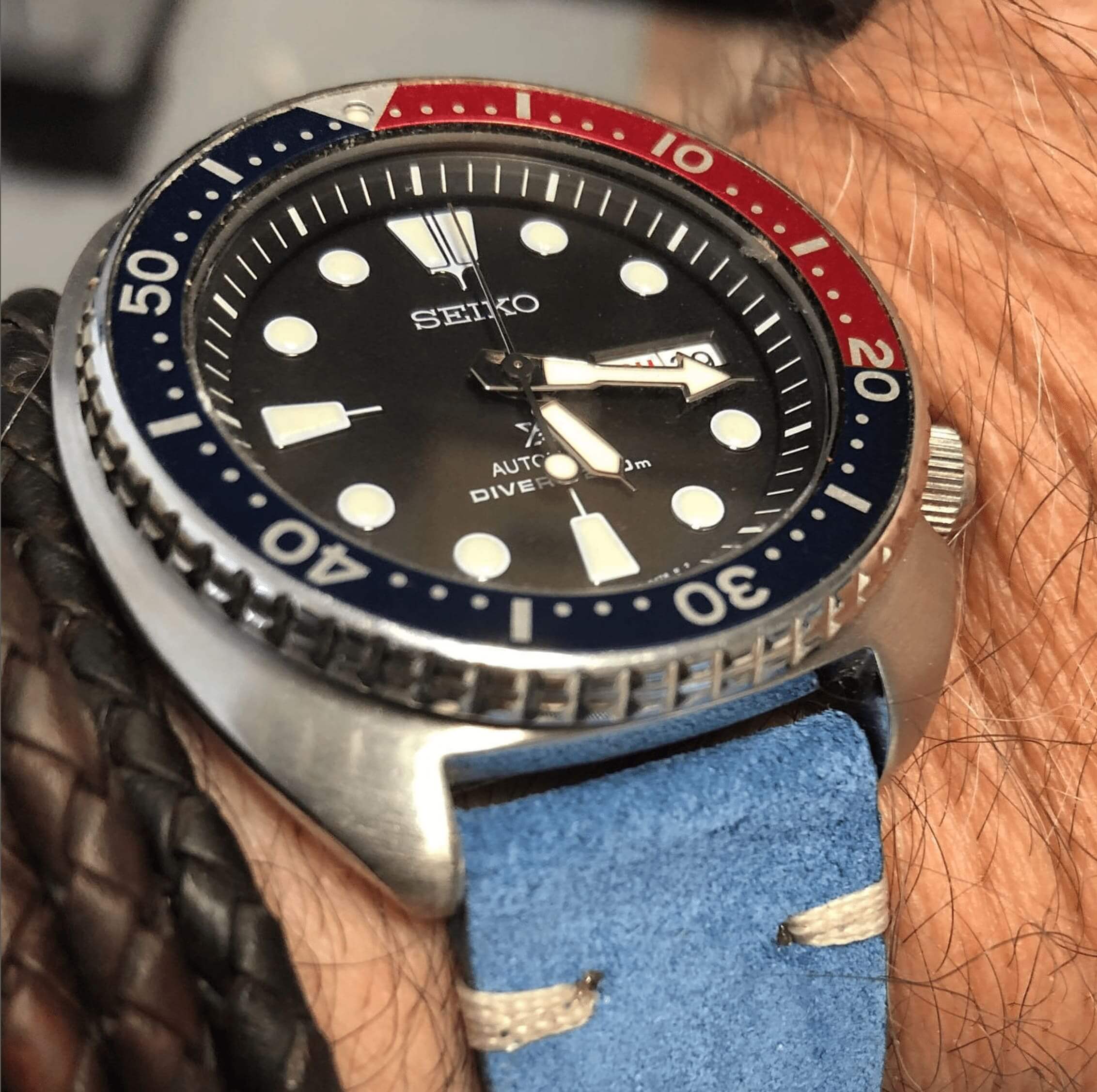 Light Blu Suede Vintage Leather Watch Strap-Suede strap-Milano Straps-Watch Bands