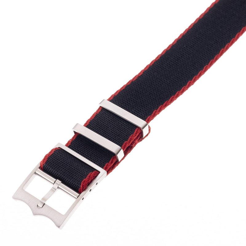 Nato Watch Strap Black - Red - Single Pass Tudor Style -100% Recycled - Milano Straps