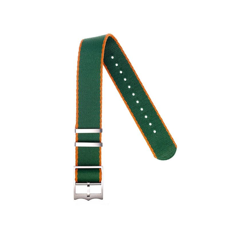 Nato Watch Strap Green Red- Single Pass Tudor Style -100% Recycled- - Milano Straps