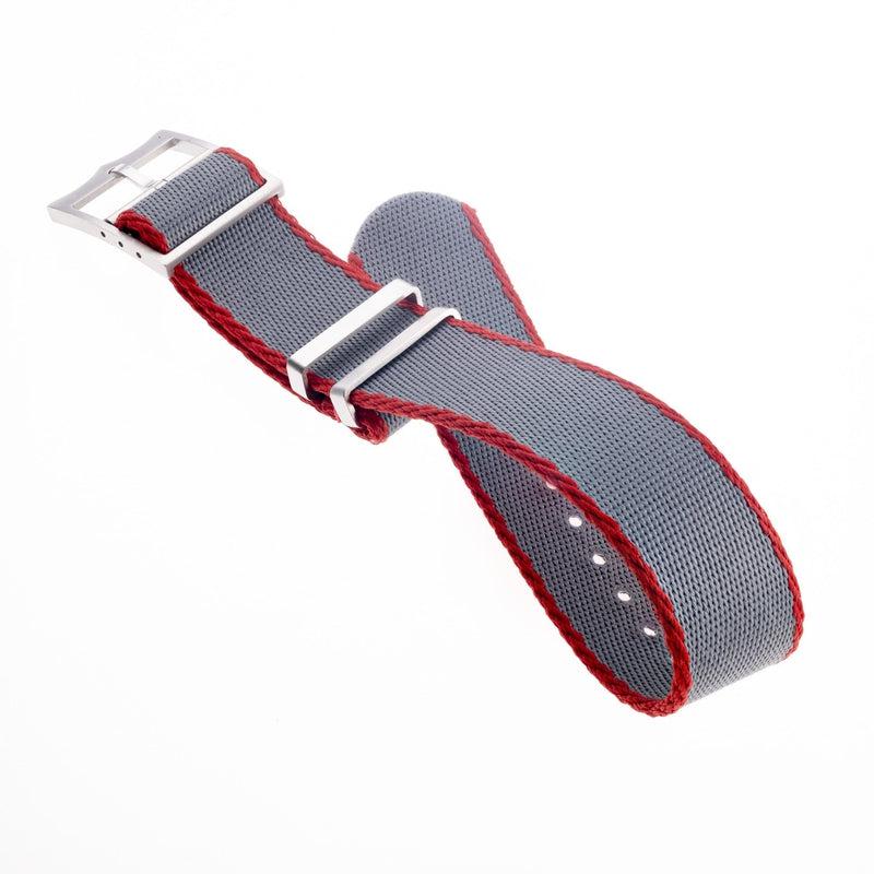 Nato Watch Strap Grey-Red - Tudor Watch Style - 100% Recycled - Milano Straps