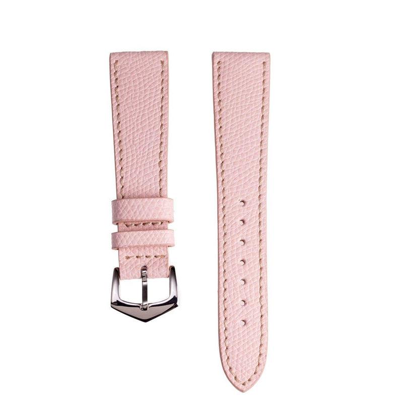 Pink Hammered Calfskin Ecru Stitches Watch strap - Milano Straps