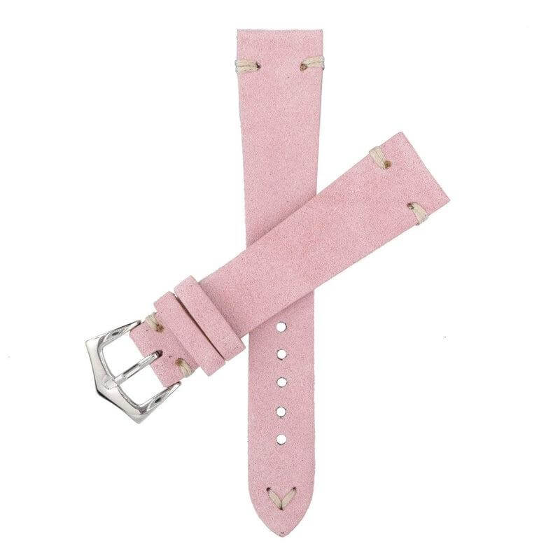 Pink Suede Vintage Leather Watch Strap - Suede strap- Milano Straps