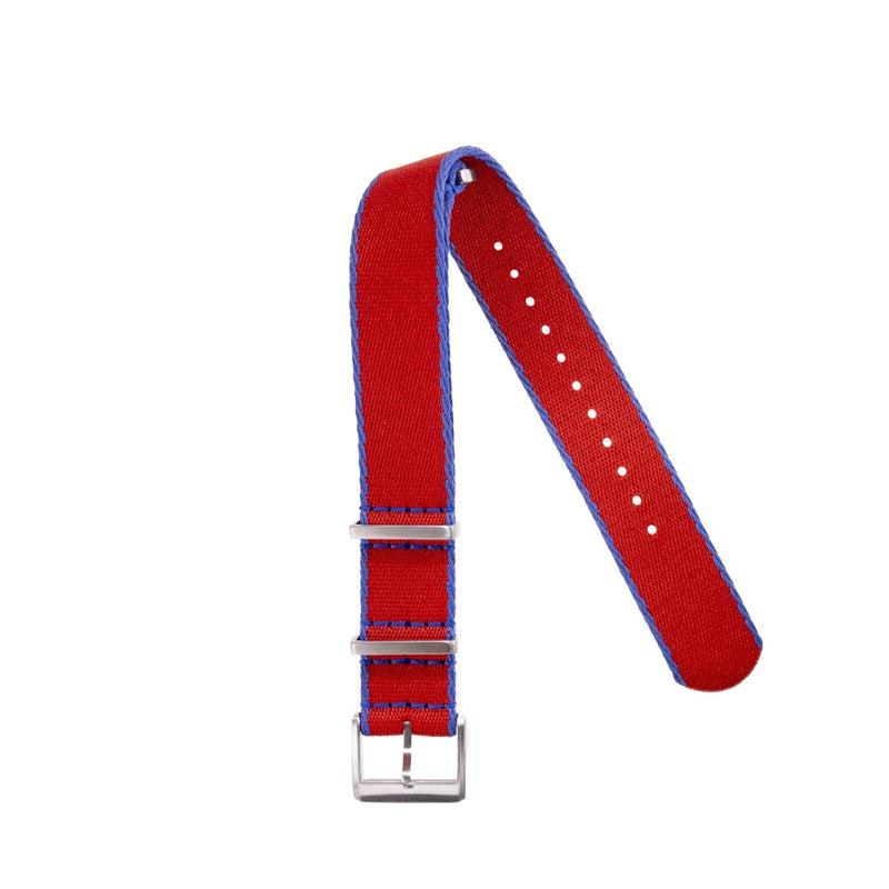Recycled NATO Strap Red Blue Borders - Milano Straps