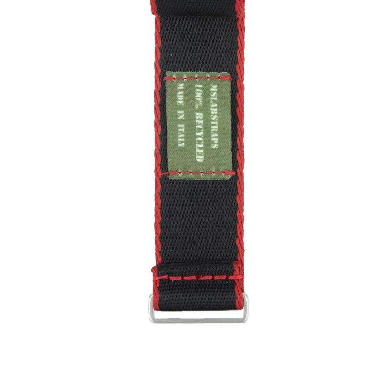 Recycled NATO Watch Strap - Black Red Borders - Milano Straps