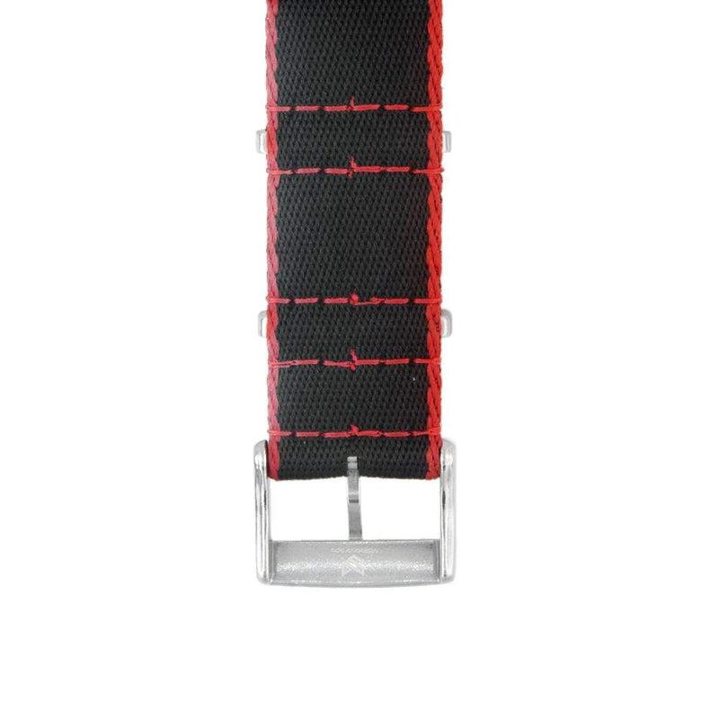 Recycled NATO Watch Strap - Black Red Borders - Milano Straps