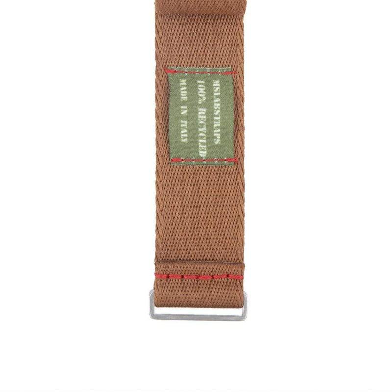 Recycled NATO Watch Strap - Brown Red Stitches - Milano Straps