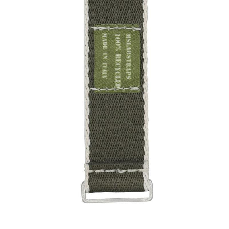 Recycled NATO Watch Strap - Color Dark Green White Borders - Milano Straps