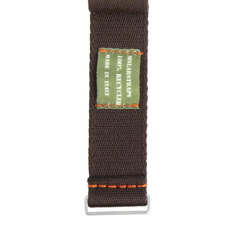 Recycled NATO Watch Strap - Dark Brown Orange Stitches - Milano Straps