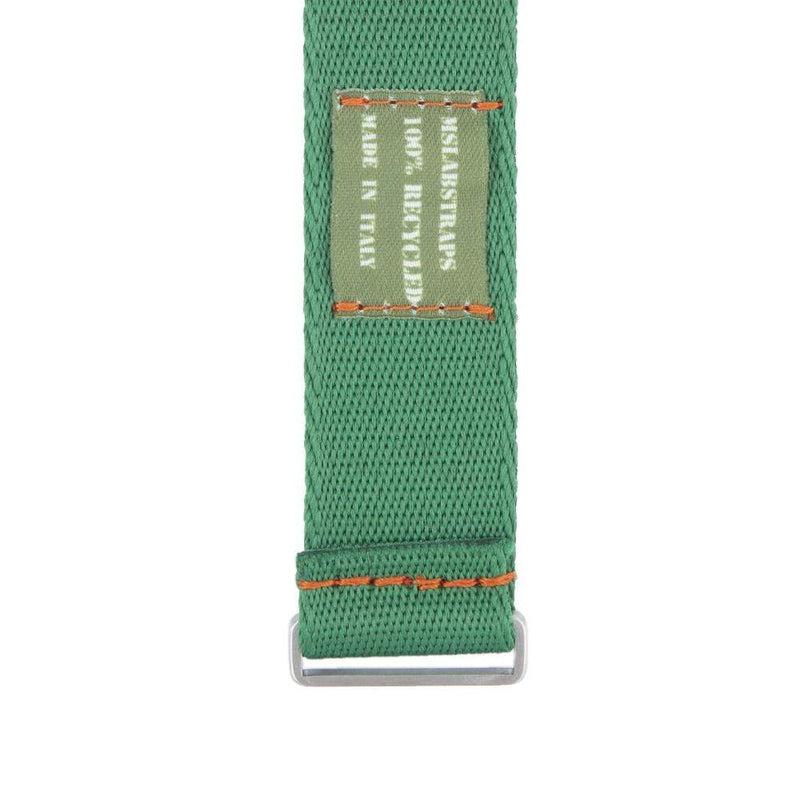 Recycled NATO Watch Strap - Green Orange Stitches - Milano Straps