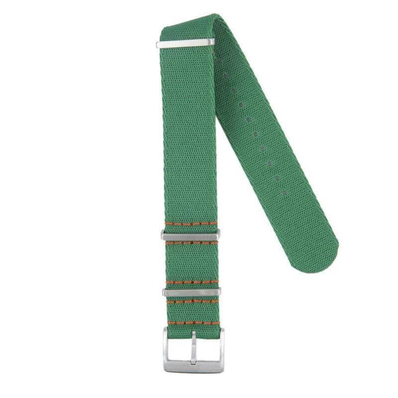 Eco-Friendly Nylon Military Watch Strap -  Green Orange Stitches - Recycled NATO straps- Milano Straps