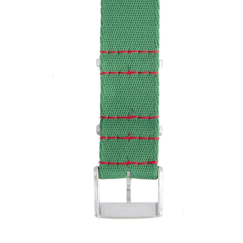 Recycled NATO Watch Strap - Green Red Stitches - Milano Straps
