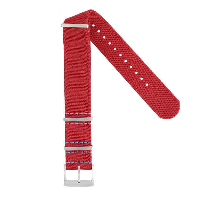 Eco-Friendly Nylon Military Watch Strap -  Red Light Blue Stitches - Recycled NATO straps- Milano Straps