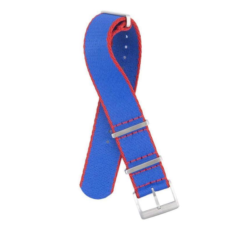 Recycled NATO Watch Strap - Royal Blu Red Borders - Milano Straps