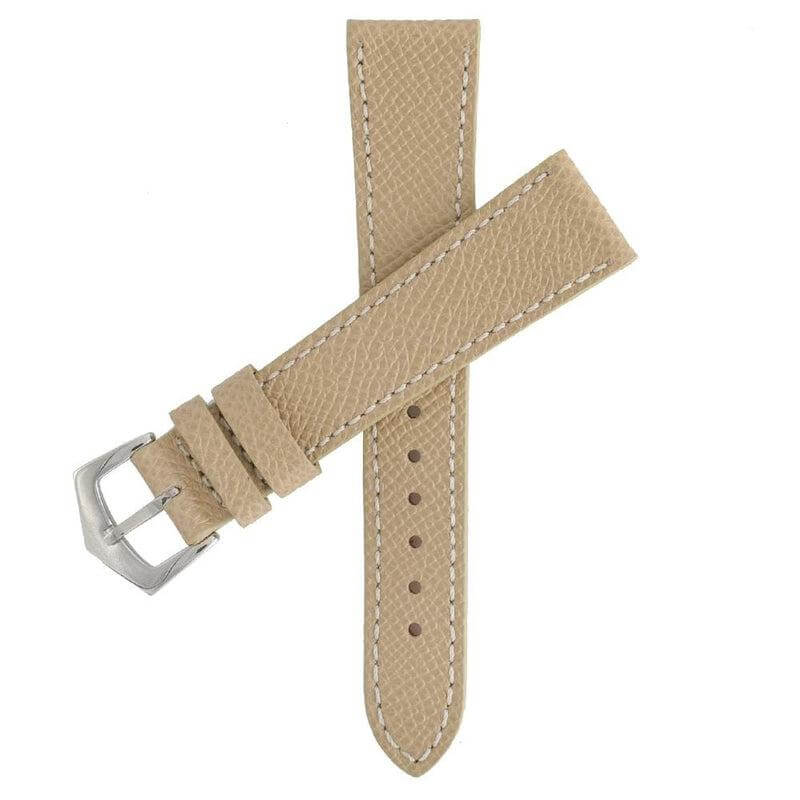 Sand Hammered Calfskin Ecru Stitches Watch strap - Leather strap- Milano Straps