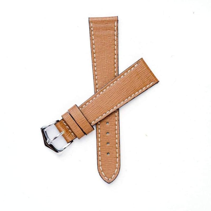 Tan Saffiano  Leather Watch Strap - Leather strap- Milano Straps