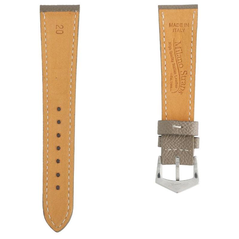 Taupe Hammered Calfskin Ecru Stitches Watch strap - Milano Straps