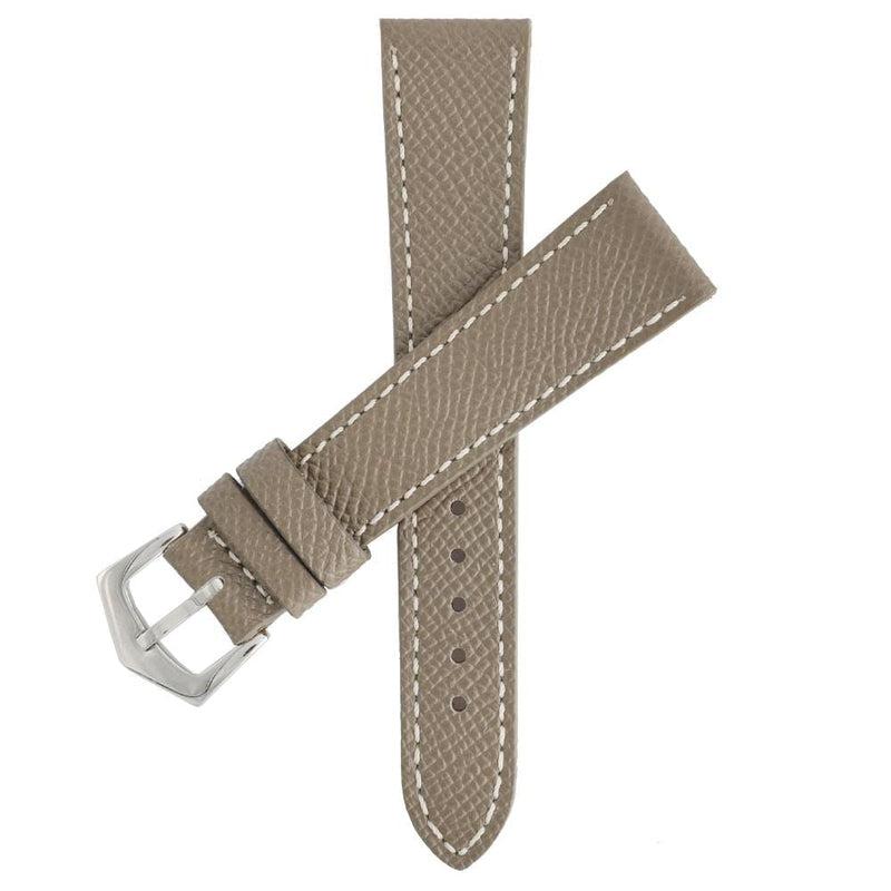 Taupe Hammered Calfskin Ecru Stitches Watch strap - Milano Straps