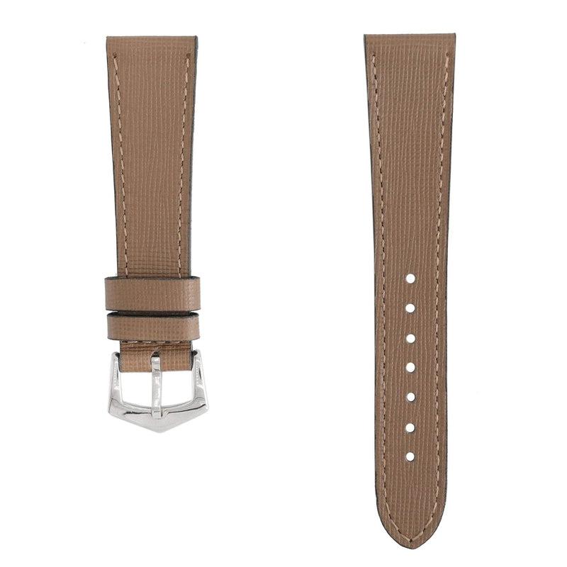 Taupe Saffiano Leather Watch Strap - Taupe Color - Milano Straps
