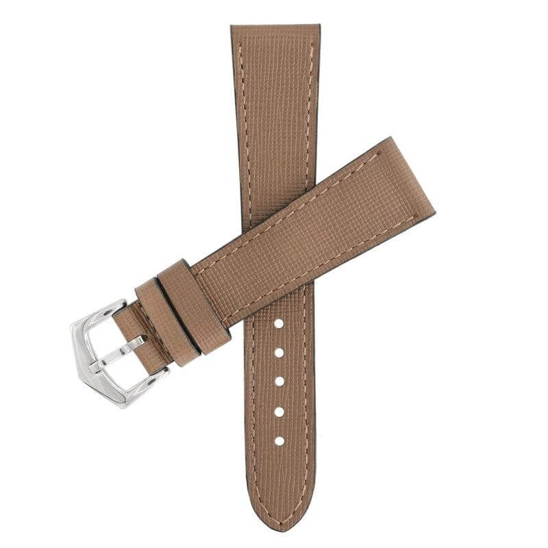 Taupe Saffiano  Leather Watch Strap - Taupe Color - Leather strap- Milano Straps