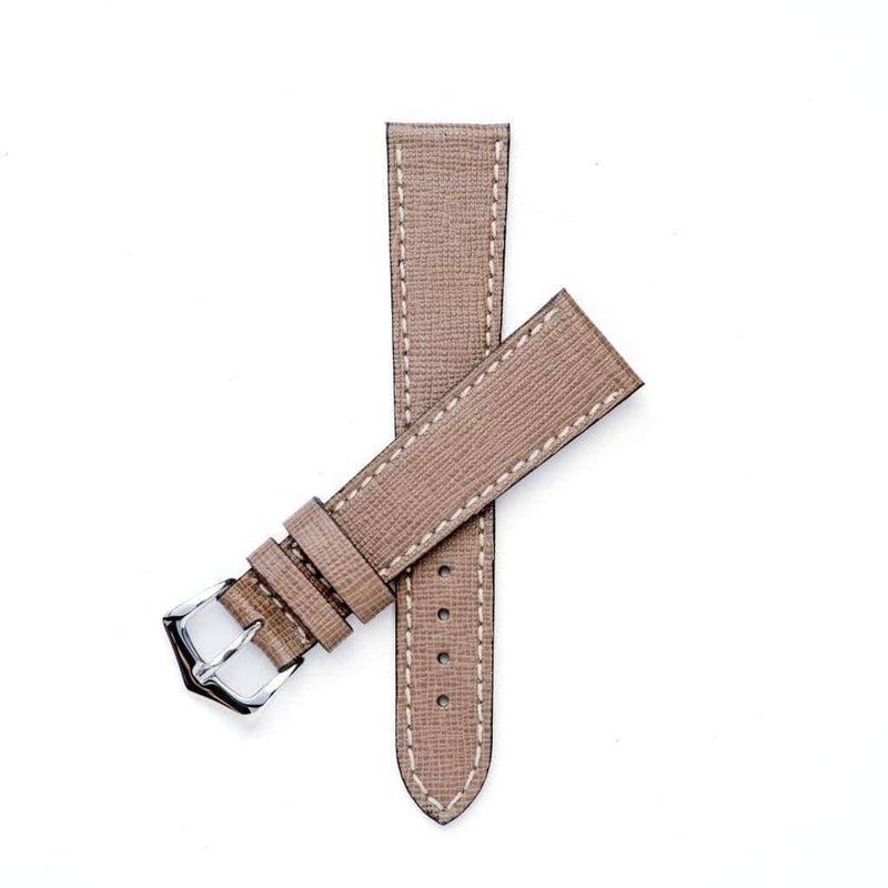 Taupe Saffiano Leather Watch Strap -Taupe - Milano Straps