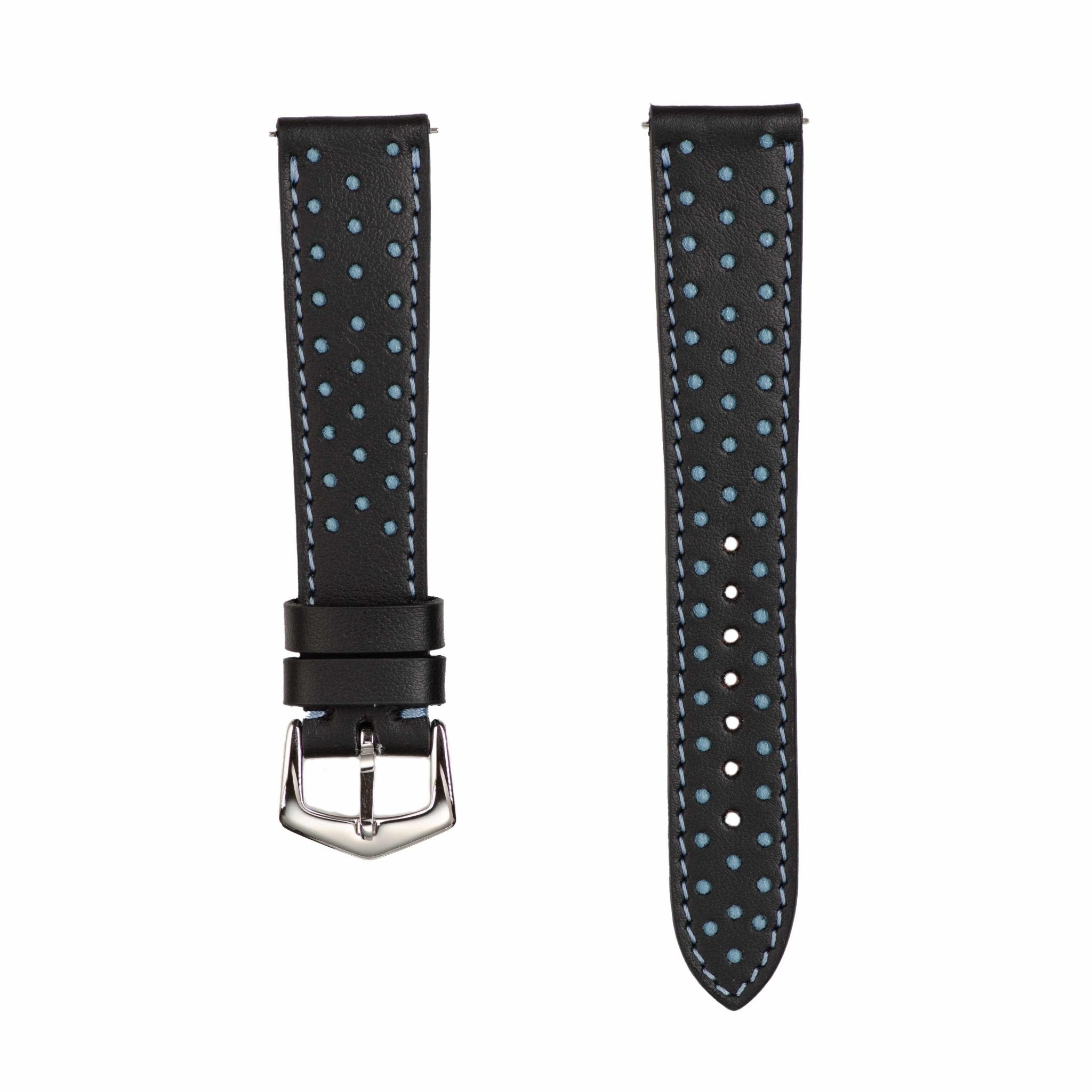 Black & Blue "Driver" Leather Watch Strap