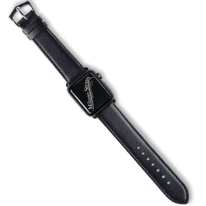 Apple Watch Leather Band ™ Black Saffiano Tone Stitches - Apple Watch Leather Straps- Milano Straps