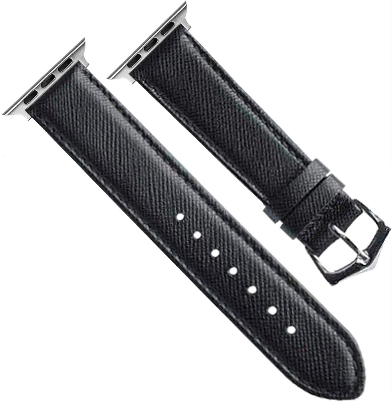 Apple Watch Leather Band ™ Black Saffiano Tone Stitches - Milano Straps