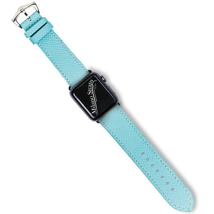 Apple Watch Leather Band ™ Hammered Calfskin Light Blue - Apple Watch Leather Straps- Milano Straps