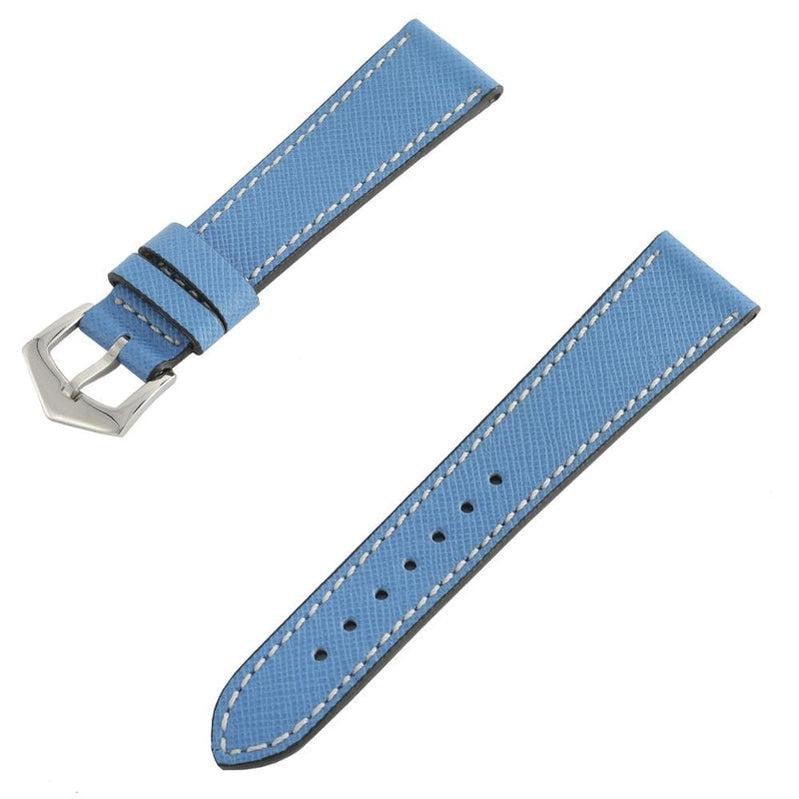 Apple Watch Leather Band ™ Light Blue Saffiano Ecru Stitches - Milano Straps