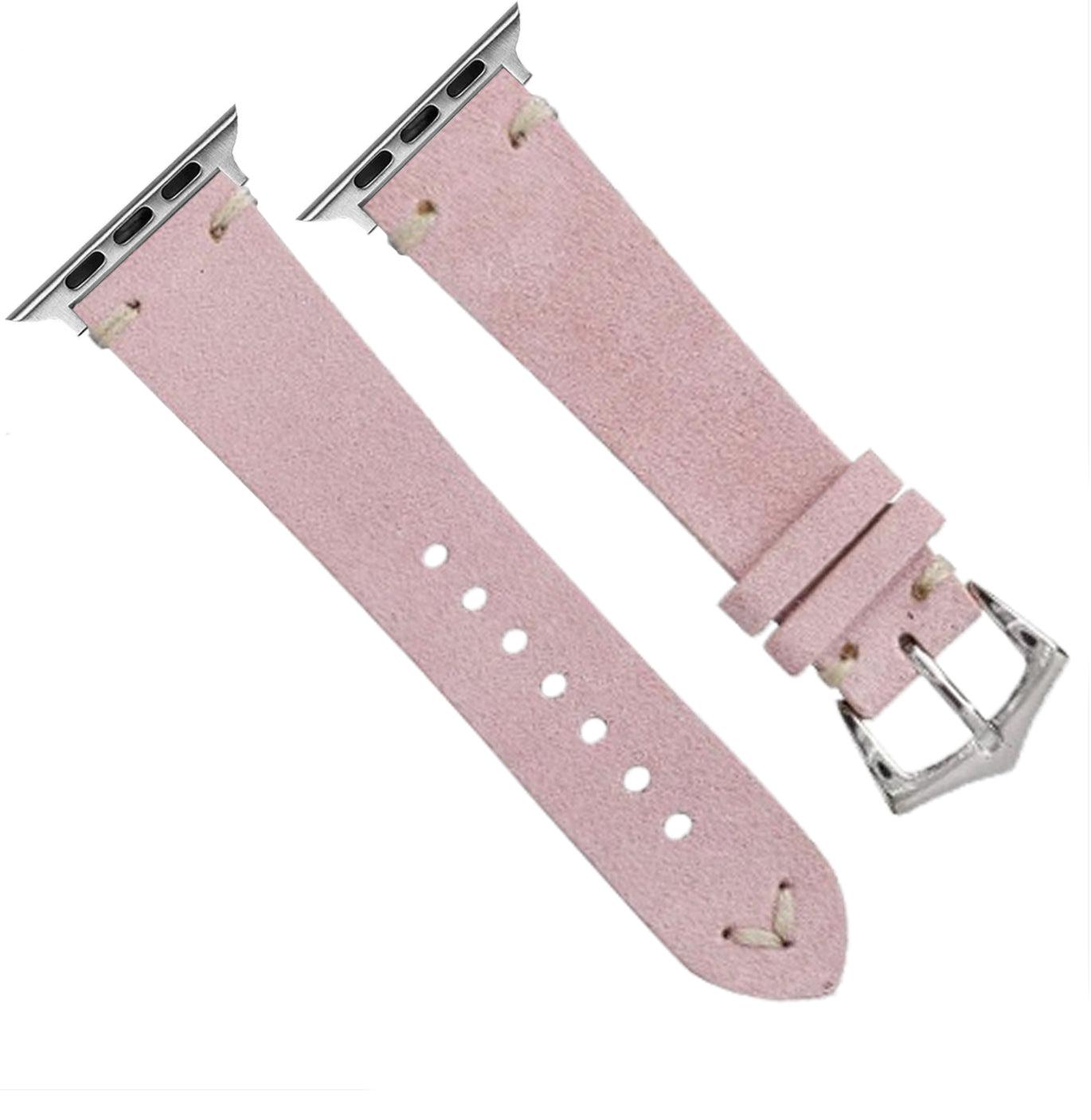 Apple Watch Leather Band ™ Suede Pink VintageStitches - Milano Straps