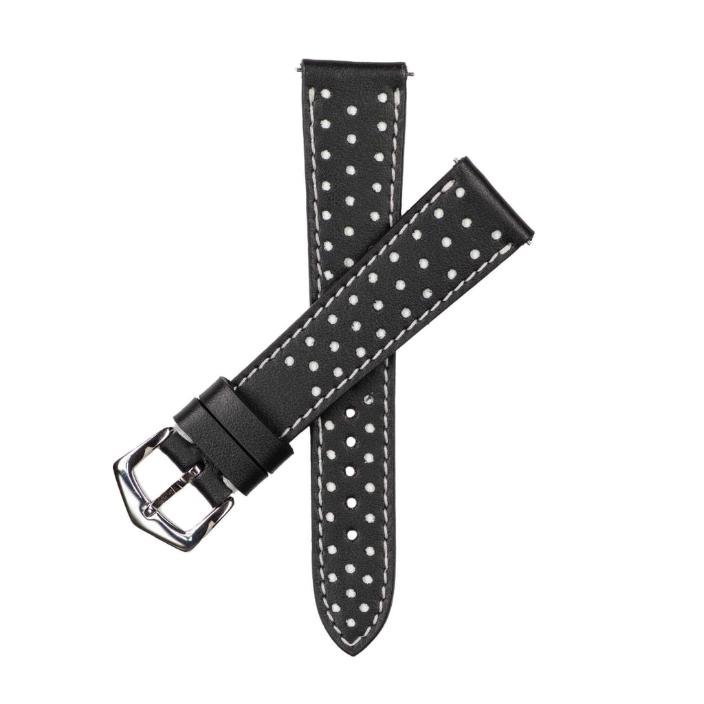 Black & White "Driver" Leather Watch Strap - Leather strap- Milano Straps