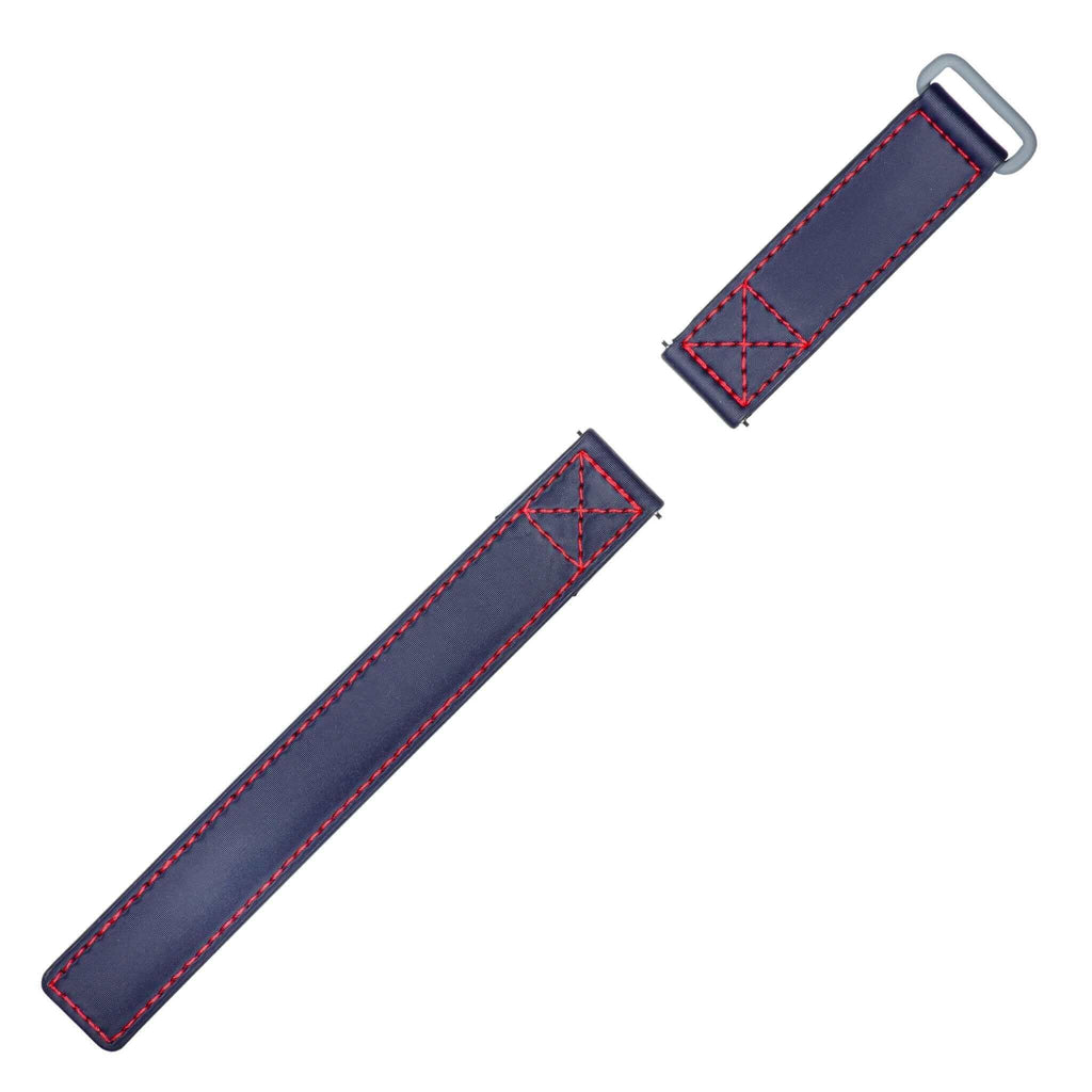 Blue Velcro® Watch Band Red Stitches 20mm - Velco® watch bands- Milano Straps