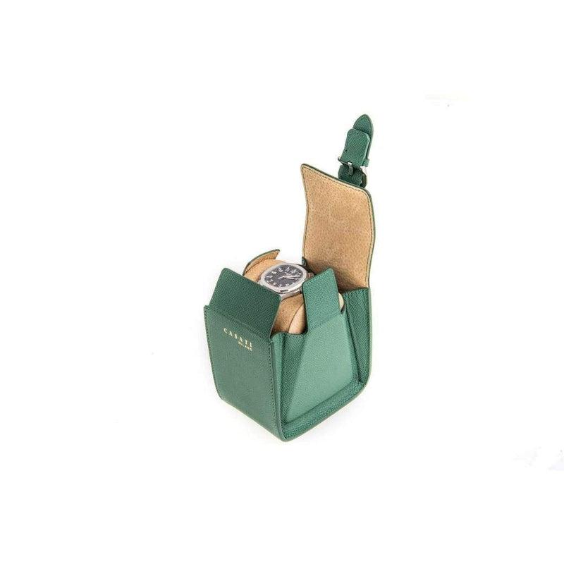 Casati Milano Travel Case Triangular Epsom Leather Green - Milano Straps