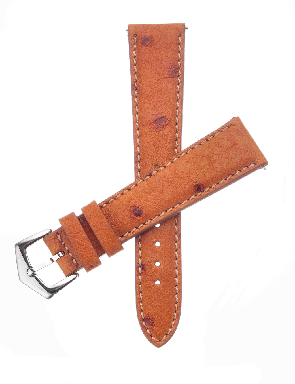 Cognac Ostrich Watch Band - Leather strap- Milano Straps